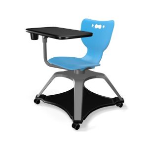 MooreCo Hierarchy Enroll Chair, Armless Shell with Tablet Arm, Cup Holder, and Hard Casters, 32.4"H x 25.6"W x 25.6"D