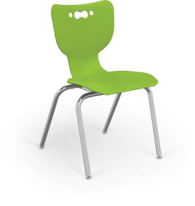 MooreCo Hierarchy 4-Leg School Chair, 18" Height, Chrome Frame, Lime Green Shell