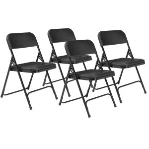 4 PACK National Public Seating 800 Series Commercial Plastic Folding Chair-Black