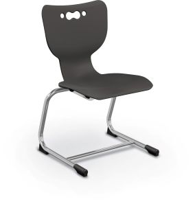MooreCo Hierarchy Cantilever School Chair, 16" Height, Chrome Frame, Black Shell