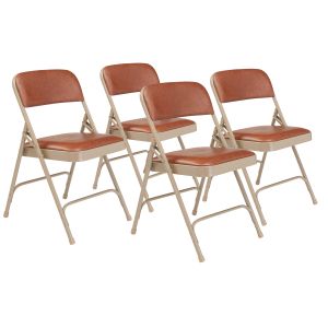 4 PACK National Public Seating 1200 Series Vinyl Padded Folding Chair-Brown