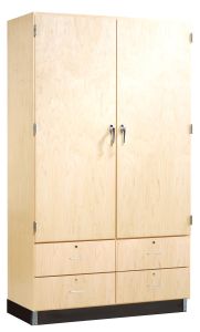 Diversified Spaces Tall Storage Cabinet with 2 Locking Doors - Oak Wood