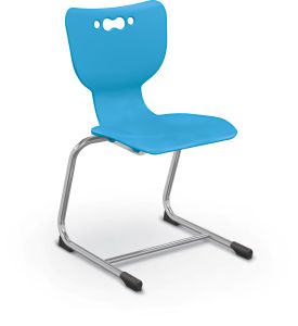 MooreCo Hierarchy Cantilever School Chair, 18" Height, Chrome Frame, Blue Shell
