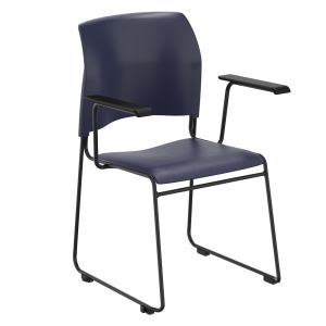NPS® 8700 Series Cafetorium Plush Vinyl Stack Chair with Arms - Blue Vinyl