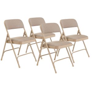 4 PACK National Public Seating 2200 Series Fabric Padded Metal Folding Chair-Beige
