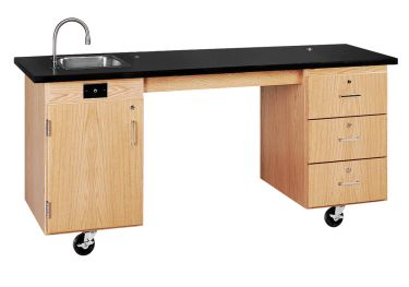 Diversified Spaces ADA Compliant Mobile Lab Station with Sink & Rod Sockets