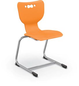 MooreCo Hierarchy Cantilever School Chair, 18" Height, Chrome Frame, Orange Shell