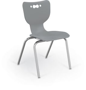 MooreCo Hierarchy 4-Leg School Chair, 18" Height, Chrome Frame, Grey Shell