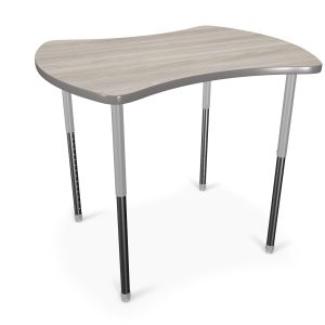 MooreCo Hierarchy Quad Desk (Small) – Standing Height Legs (Platinum), 27" – 42"H x 41.7"W x 32.7"D