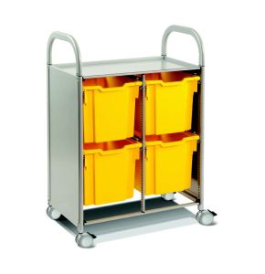 Gratnells Callero Plus Double Column Cart with Casters and 4 Jumbo Trays