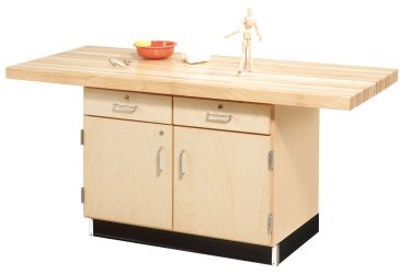 Diversified Spaces 2 Station Workbench with Cabinet and Drawers