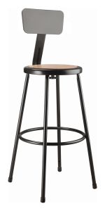 National Public Seating 30" Heavy Duty Steel Stool With Backrest, Black - Model 6230B-10