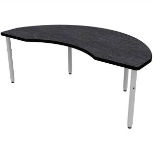 ELO® Kidney 36"D x 72"L Table with Beveled Lotz Armor Edge™ HPL Top and 2" Pin Adjustable Straight Round Legs