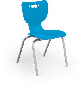 MooreCo Hierarchy 4-Leg School Chair, 18" Height, Chrome Frame, Blue Shell