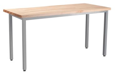 NPS® Heavy Duty  Steel Table, Grey Frame, 30 x 60 x 30, Butcherblock Top