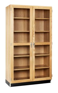 Diversified Spaces Tall Storage Cabinet with 2 Tempered Glass Locking Doors - Oak Wood - 22" x 36" x 84"