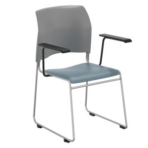 NPS® 8700 Series Cafetorium Plush Vinyl Stack Chair with Arms - Blue/Grey Vinyl