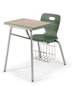 USACapitol Euroflex 14" H Laminate Combination Desk with Book Basket and Spray Edge - 18" D x 24" W
