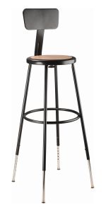 National Public Seating 32 -39" Height Adjustable Heavy Duty Steel Stool With Backrest, Black - Model 6230HB-10