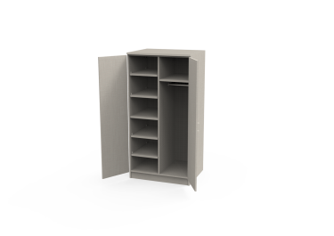 REplay® Modular Tall Wardrobe Teacher Cabinet Unit with Double Doors, 1 Vertical Divider, 2 Fixed Shelves, 4 Adjustable Shelves, 1 Coat Rod Right, Deadbolt Lock with Chain Bolt, and Adjustable Levelers  - 30"W x 23"D x 72"H