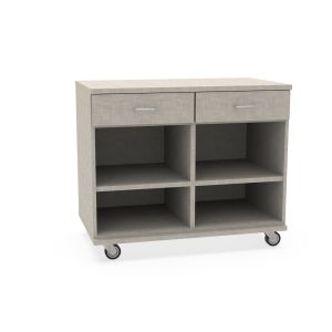 REplay® Mobile Base Cabinet Unit with Top-Split Drawers Over Open, 1 Vertical Divider, 2 Adjustable Shelves, and Casters - 48"W x 23"D x 35.5"H
