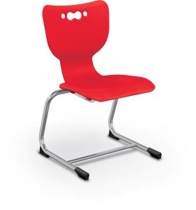 MooreCo Hierarchy Cantilever School Chair, 14" Height, Chrome Frame, Red Shell