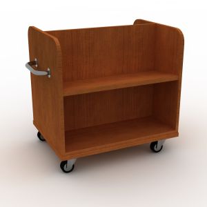 Mobile Double Sided Book Truck with 1 Angled Shelf per side, 4 Casters, 2 Bar Handles - 30"W x 30"H x 23"D