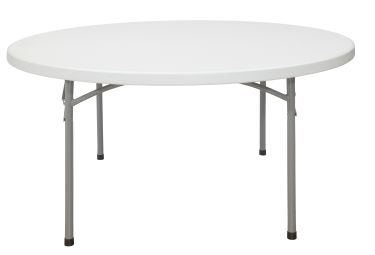 National Public Seating 60" Round Light Gray Plastic Folding Table (5 Ft)