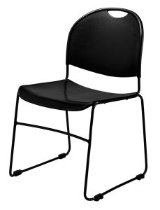 Compact Plastic Stack Chair with Ganging by NPS Commercialine-Black
