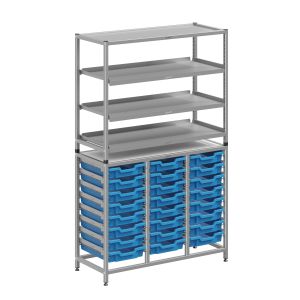 Gratnells Dynamis Tall Storage Unit with 3 Shelves and 24 Shallow Trays