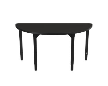 NPS® Heavy-Duty Height Adjustable Activity Table, 48" Semicircle, Chem-Res Top, Black Legs