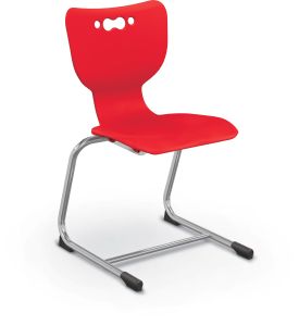 MooreCo Hierarchy Cantilever School Chair, 18" Height, Chrome Frame, Red Shell