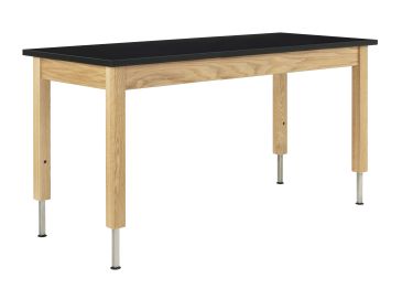 Diversified Spaces PerpetuLab Science Lab Table with Adjustable Height, Wood Legs, and ChemGuard Top - 24" x 72"