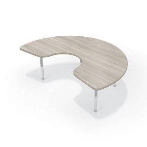 MooreCo Hiearchy Kidney Activity Table, Standing Height Platinum Legs, 27" – 42"H x 72"W x 48"D