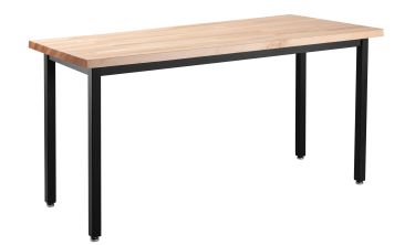 NPS® Heavy Duty  Steel Table, Black Frame, 30 x 60 x 30, Butcherblock Top
