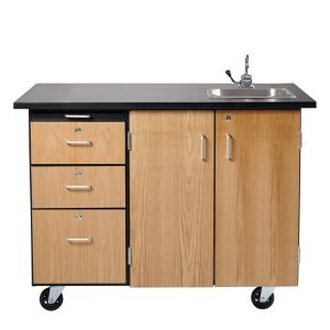 NPS® Mobile Science Cart with External Drawers and Pegboard, and Sink