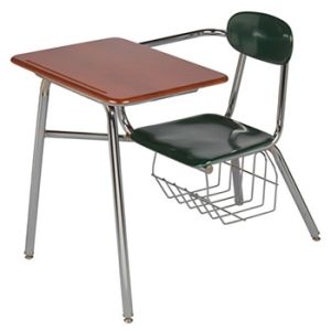 USACapitol Legacy 17.5” H Hard Plastic Combination Desk with Side Arm and Book Basket - 18" D x 24" W