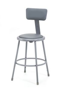 NPS Vinyl Padded Lab Stool with Backrest - 24" Seat Height