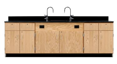 Diversified Spaces Wall Service Bench with Cabinets & Drawers - Phenolic Top