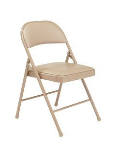 4 PACK Commercialine All-Steel Vinyl Padded Folding Chair-Beige