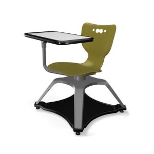 MooreCo Hierarchy Enroll Chair, Armless Shell with Whiteboard Tablet Arm and Glides, 30.4"H x 25.6"W x 25.6"D