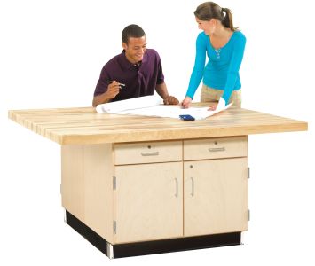 Diversified Spaces 4 Station Workbench with Cabinet and Drawers