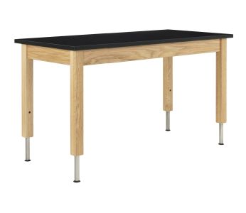 Diversified Spaces PerpetuLab Science Lab Table with Adjustable Height, Wood Legs, and Phenolic Top - 24" x 54"