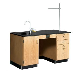 Diversified Spaces 5' Instructor's Desk with Fixtures, Drawers, & Cabinet - Epoxy Top, Left