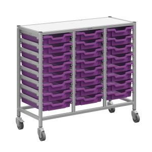 Gratnells Dynamis Triple Column Cart with 24 Shallow Trays