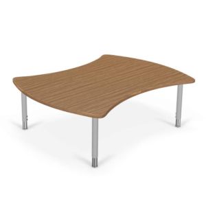 MooreCo Hierarchy Quad Table (Large) – Youth Height Legs (Platinum), 12" – 18"H x 47.4"W x 35.7"D