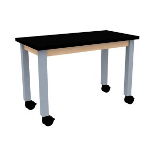 Diversified Spaces PerpetuLab Science Lab Table with Wheels, Plain Apron, Steel Legs, and ChemGuard Top - 30" x 60"