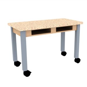 Diversified Spaces PerpetuLab Science Lab Table with Wheels, Book Compartments, Steel Legs, and ShopTop Top - 30" x 60"