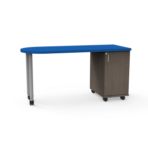Appleton Teacher's Desk with Beveled Lotz Armor Edge™ HPL Shaped Top, Adjustable Shelf Cabinet on Right Hand Side, 2" ELS Adjustable Straight Round Legs, 60" W x 24" D