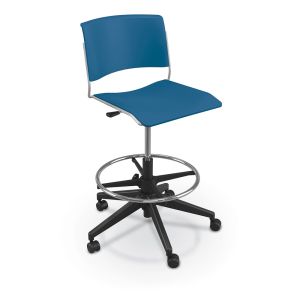 MooreCo Akt 5-Star Stool with Hard Casters - Endless Sea, 35.5"- 42.5" H x 27.5" W x 27.5" D